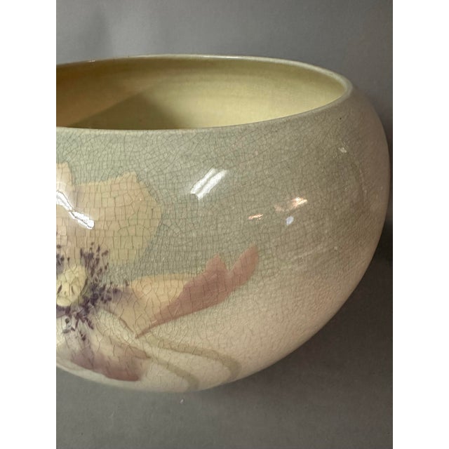 1900s Weller Etna Hand Painted Floral Decorated Art Pottery Jardiniere For Sale - Image 6 of 12