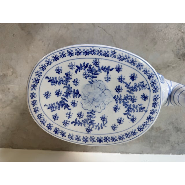 Vintage Handmade Blue & White Ceramic Elephant Garden Stool For Sale - Image 9 of 12