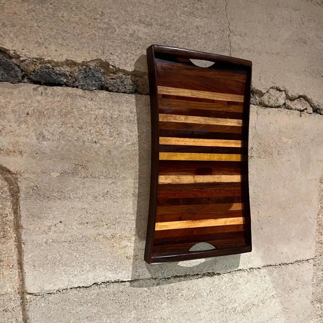 Mid-Century Modern Don S. Shoemaker Service Tray, Exotic Woods, Señal, Mexico, 1970s For Sale - Image 3 of 15