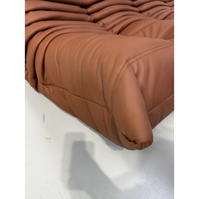 French Togo Sofa in Thick Cognac Cow Leather by Michel Ducaroy for Ligne Roset For Sale - Image 11 of 15