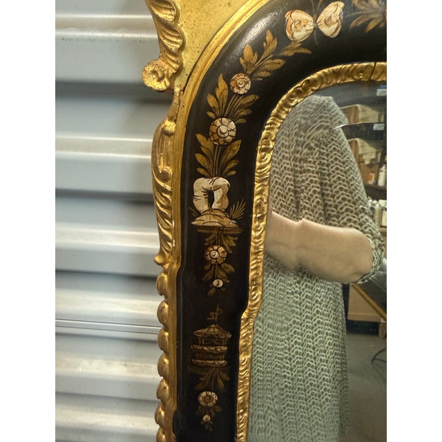 Md-Century Italian English Georgian Style Trumeau Giltwood Chinoiserie Mirror For Sale - Image 9 of 12