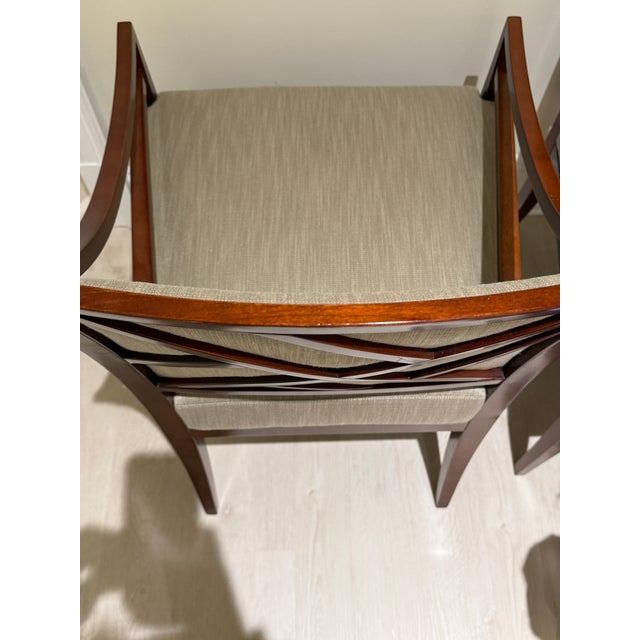 Wood Pair of Bolier & Co Rosenau Upholstered Back Arm Chairs For Sale - Image 7 of 12