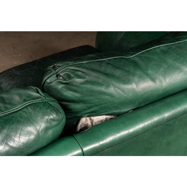 Vintage Leather Rolled-Arm Sofa in Green by Whittemore-Sherrill For Sale - Image 14 of 15