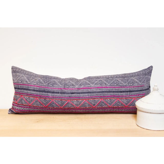 Blue Lawa Hamong Batik Lumbar Pillow For Sale - Image 8 of 8