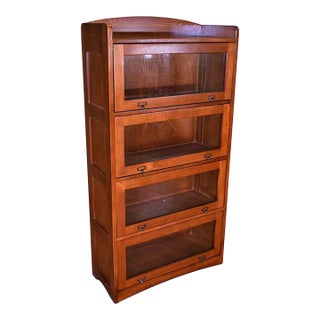 Mission Quarter Sawn Oak 4 Stack Barrister Bookcase - Micheal Cherry For Sale