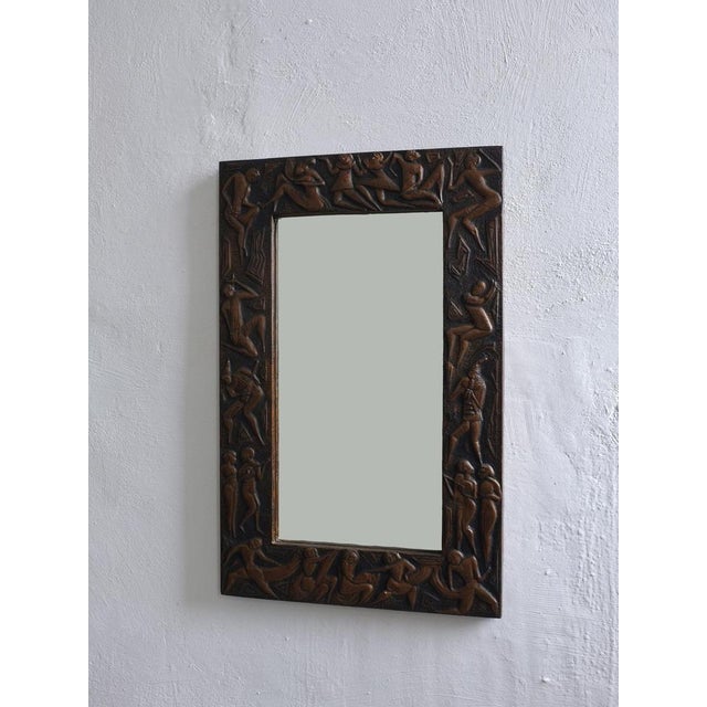 Copper Italian Copper Relief Wall Mirror, 1970s For Sale - Image 8 of 8