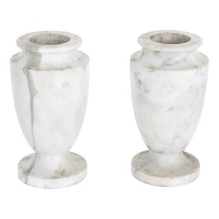 Neoclassical Style White Marble Baluster Vases, Pr For Sale