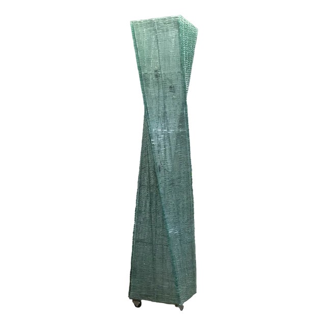 Large Belgian Brutalist Hand-Tied Glass Floor Lamp in the style of Pia Manu, 1970s For Sale