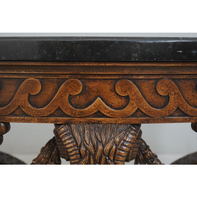 Maitland Smith Marble Top Rams Head Regency Console Table For Sale - Image 10 of 15