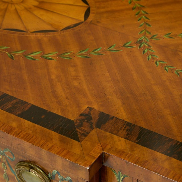 19th Century Edwardian Calamander Tulipwood Inlaid & Painted Satinwood Sideboard For Sale - Image 10 of 13