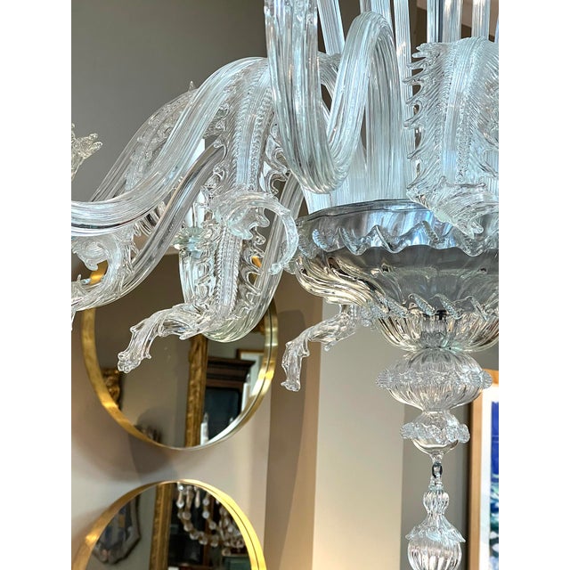 Glass Impressively Large Murano Blown Clear Glass Chandelier With Floral and Foliate Tendrils For Sale - Image 7 of 14