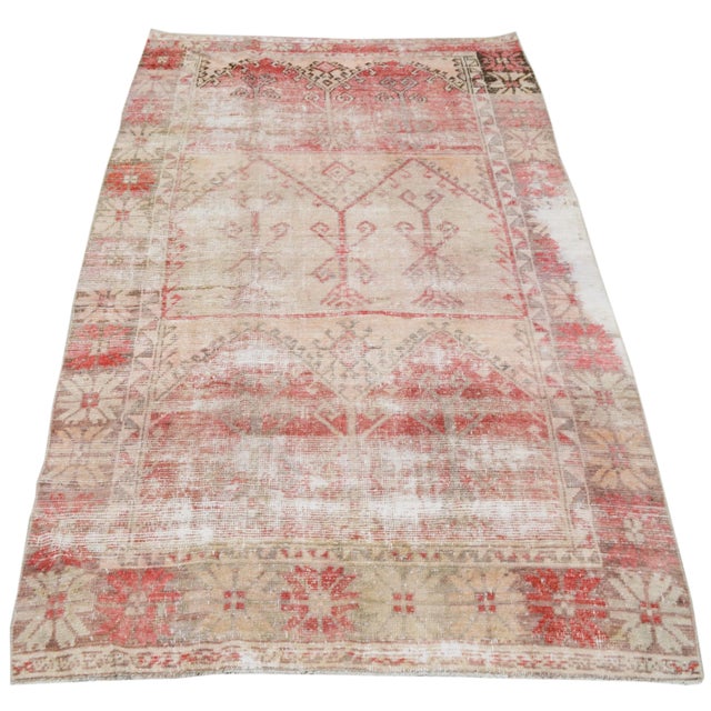 Vintage Turkish Anatolian Oushak hand knotted rug with natural colors, soft texture and fine weave.