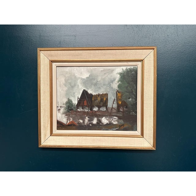 Jeams, Cabin by the Water, 1960s, Oil Painting on Panel, Framed For Sale - Image 18 of 18