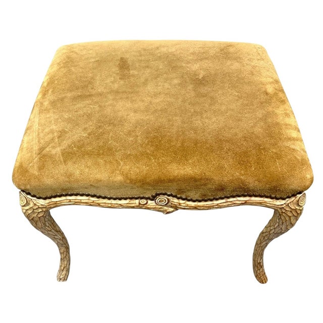 Mid 20th Century Mid-Century Hollywood Regency Italian Carved Faux Bois Stool. / Ottoman / Bench For Sale - Image 5 of 5