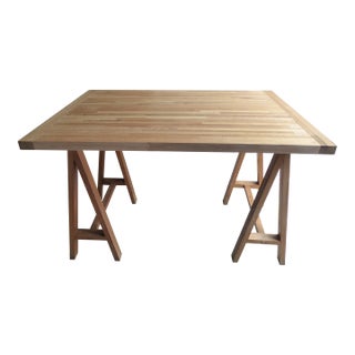 Vintage Butcher Block Style Table For Sale