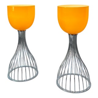 Yellow-Orange Table Lamps, 1990s, Set of 2 For Sale