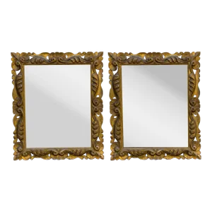 19th Century French Rococo Revival Carved Giltwood Mirrors, Pair