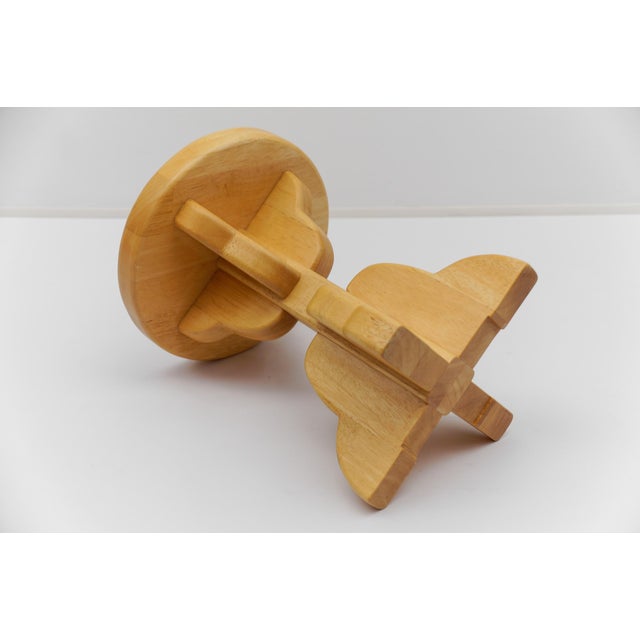 Beige Mid-Century Modern Handmade Beech Stool, France, 1960s For Sale - Image 8 of 14