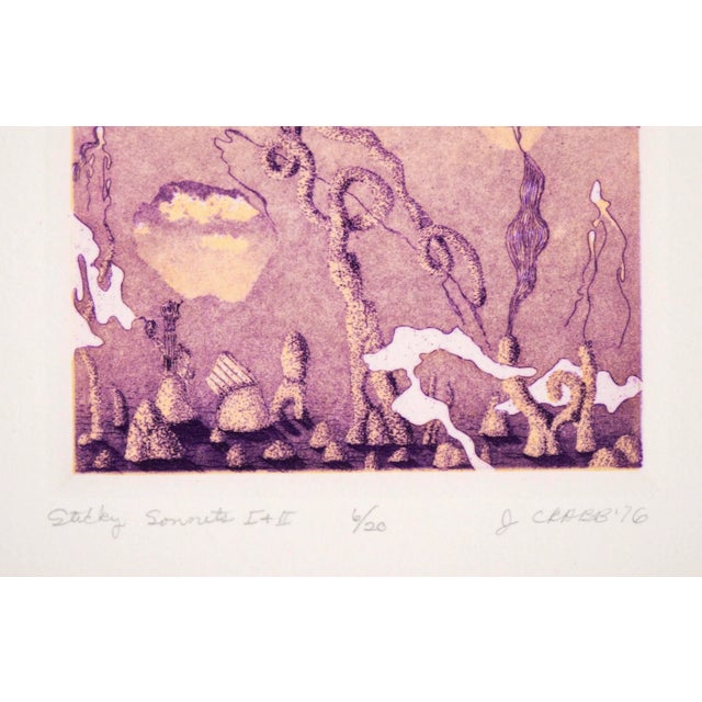 "Sticky Sonnets I + Ii" - 1976 Surrealist Lithograph by Jim Crabb For Sale - Image 4 of 4