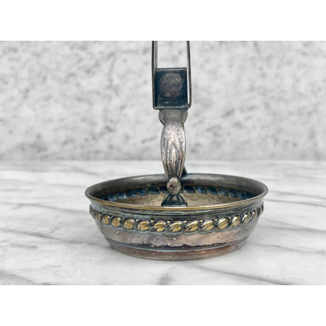 Early 20th Century Antique Scandinavia Victorian Silver Plate Match Holder Ashtray For Sale - Image 5 of 11