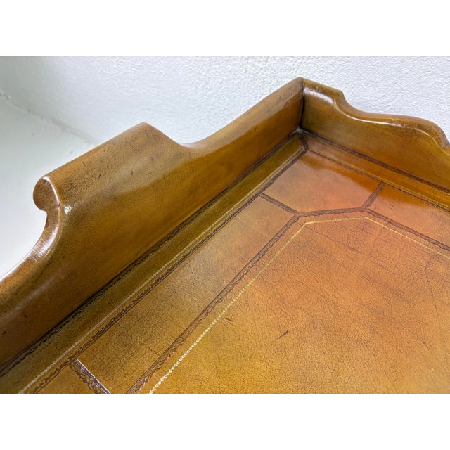 Coffee Vintage Leather Galley Tray Coffee Table After Ralph Lauren For Sale - Image 8 of 12