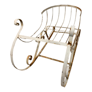 Rustic Industrial Cast Iron Snow Sleigh – Attributed to Studebaker (Unmarked), Vintage Winter Gear