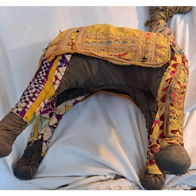 Handmade horse vintage muted mustard yellow Beaded mirrored hand stitching sequins mirror pieces Pakistan or Israel...