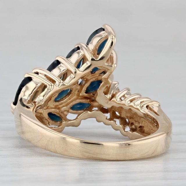 Metal 2.07ctw Blue Sapphire Cluster Diamond Ring 14k Yellow Gold Size 6.25 For Sale - Image 7 of 8