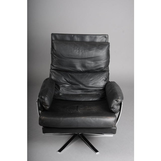 Arne Norell Set of Vintage Lounge Chair and Ottoman in Black Leather by Arne Norell, 1960s For Sale - Image 4 of 18