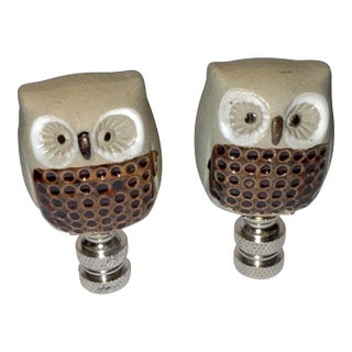 Contemporary Pair of Hoot Owl Finials For Sale