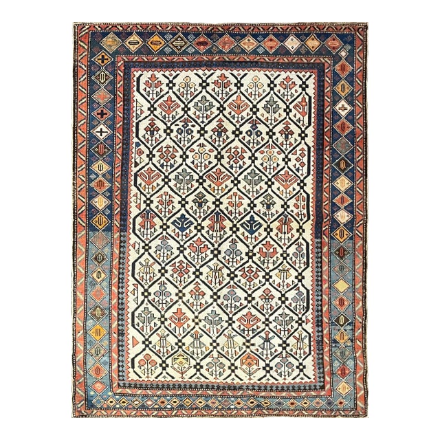 Antique Caucasian Kuba (Quba) Rug 3'6" X 4'7" For Sale