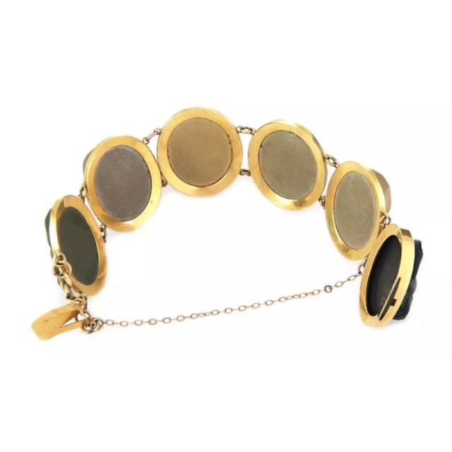 Late 20th Century Volcanic Lava 18k Yellow Gold Rock Women Cameo Bracelet For Sale - Image 5 of 6