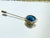 Vintage Mid Century Silver Tone Blue Faux Star Sapphire Cabochon Stick Pin For Sale - Image 13 of 15