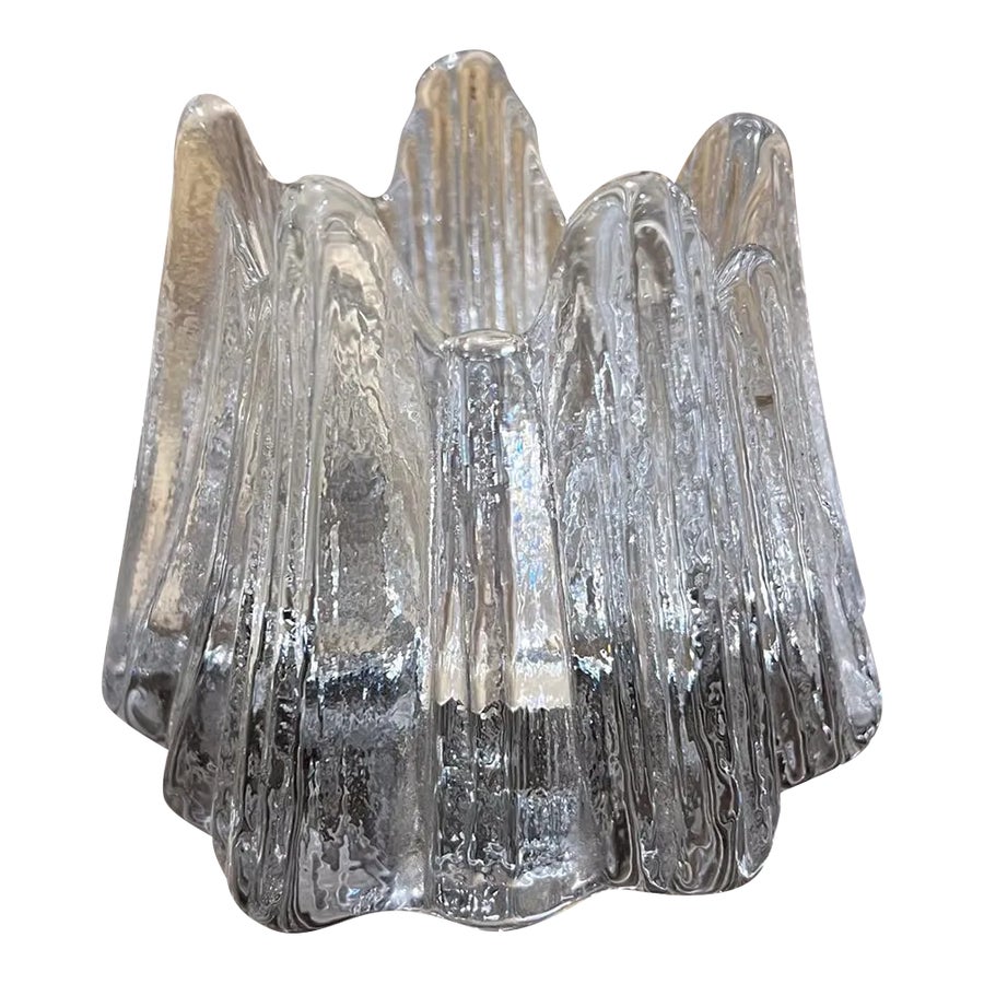 1960s Rune Strand for Nybro Swedish Art Glass Votive Candle Holder