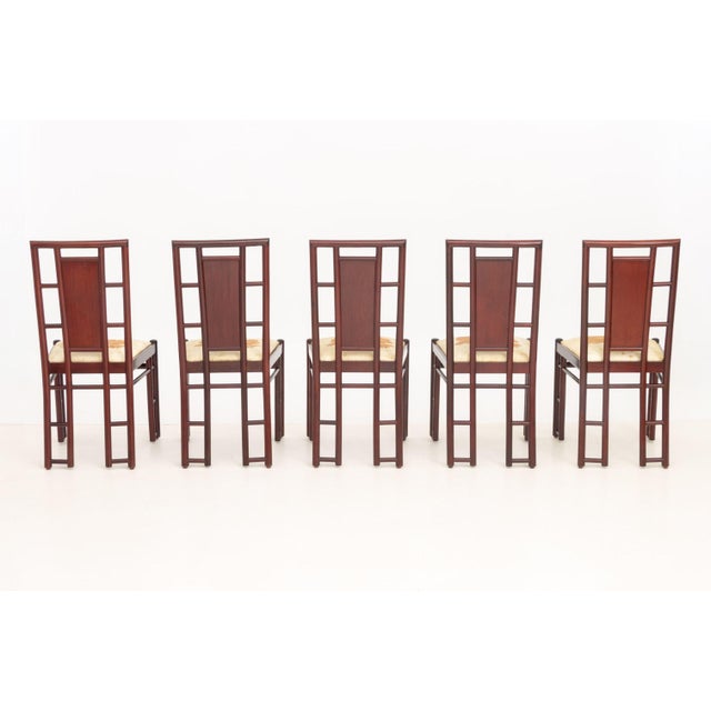 Chinese Duck Motif Inlaid Dining Chairs, 5 For Sale - Image 4 of 8