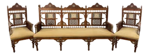 Antique Circa 1900 Syrian Inlaid Arabesque Sofa and Chair Set