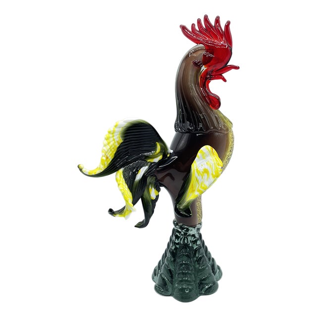 Multicolored Murano Glass Rooster Sculpture, 1950s For Sale