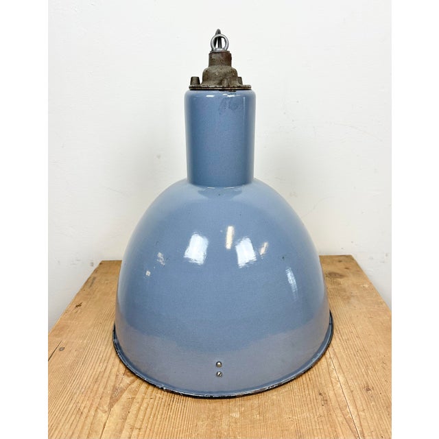 Blue Vintage Blue Cast Iron Ceiling Lamp, 1950s For Sale - Image 8 of 14