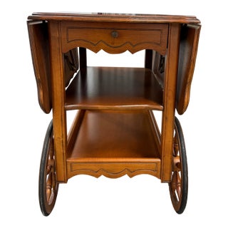 Mid Century Drop Leaf Tea/Serving Cart For Sale