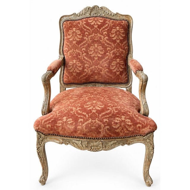 William Switzer Cerused Carved Fruitwood French Louis XV Style Arm Chair For Sale - Image 14 of 14