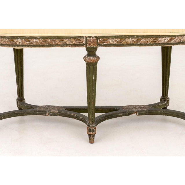 Louis XVI Style Upholstered Distressed Window Seat For Sale - Image 4 of 6