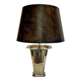 Vintage Ralph Lauren Style Silver Lidded Urn With Tobacco Shade With Silver Lining For Sale