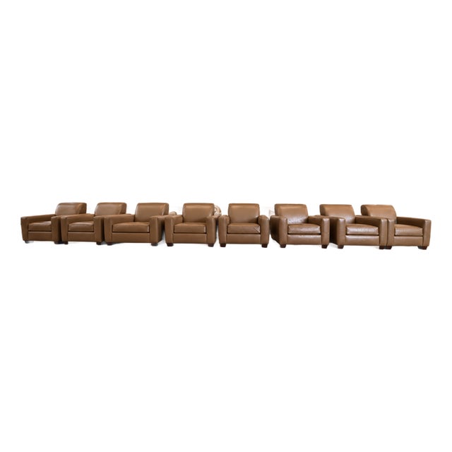 Thayer Coggin Genuine Leather Club Chairs – Set of 8 For Sale