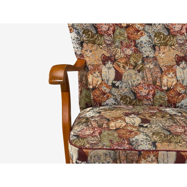 Swedish Modern, Wingback Lounge Chair, Birch, Fabric, Sweden, 1950s For Sale - Image 10 of 12