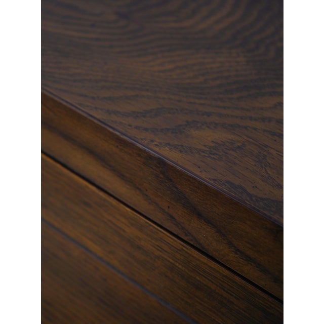 Pair of Henredon Oak Campaign Style Drop Front Nightstands For Sale - Image 14 of 18