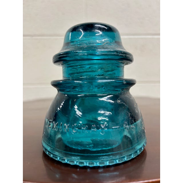Vintage Hemingray 40 Aqua Teal Glass Insulator For Sale - Image 4 of 7