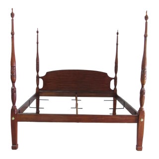1980s Henkel Harris Rice Canopy Cherry King Poster Bed For Sale