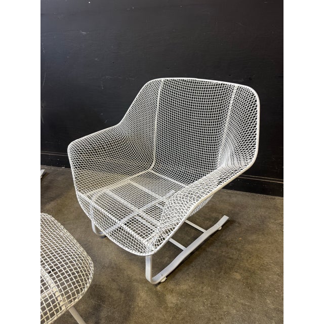 Pair of 1950’s Russell Woodard Sculptural Spring Chairs With Ottoman Set, 4 Pieces, Attributed For Sale - Image 10 of 11