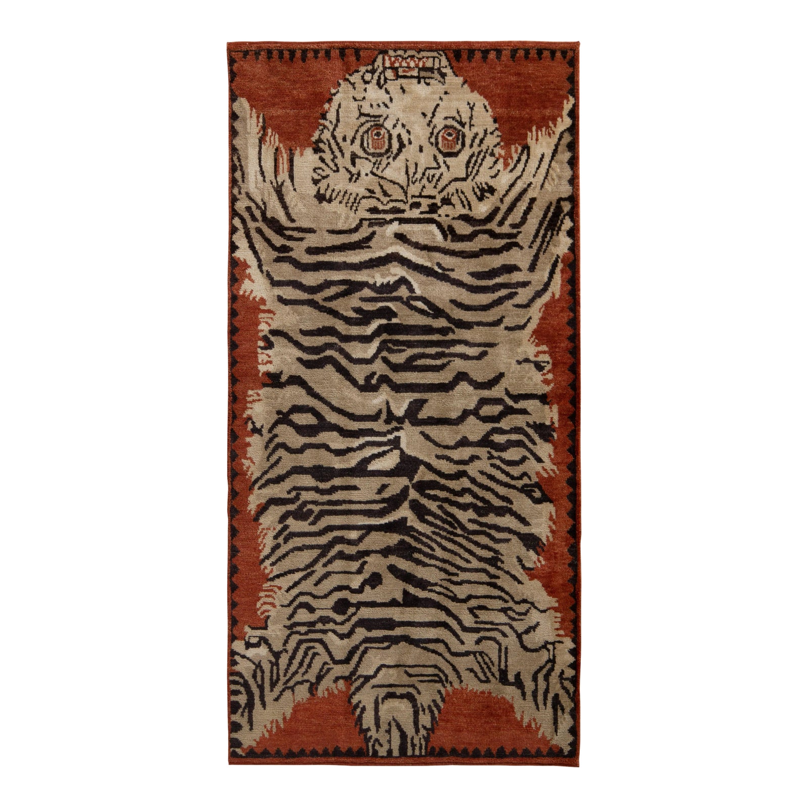 Rug & Kilim Tiger Skin Style Rug, Beige, Black and Orange, 4x6 | Chairish