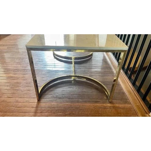 1990s Vintage Modern Italian Marble and Brass Coffee Table For Sale - Image 6 of 7